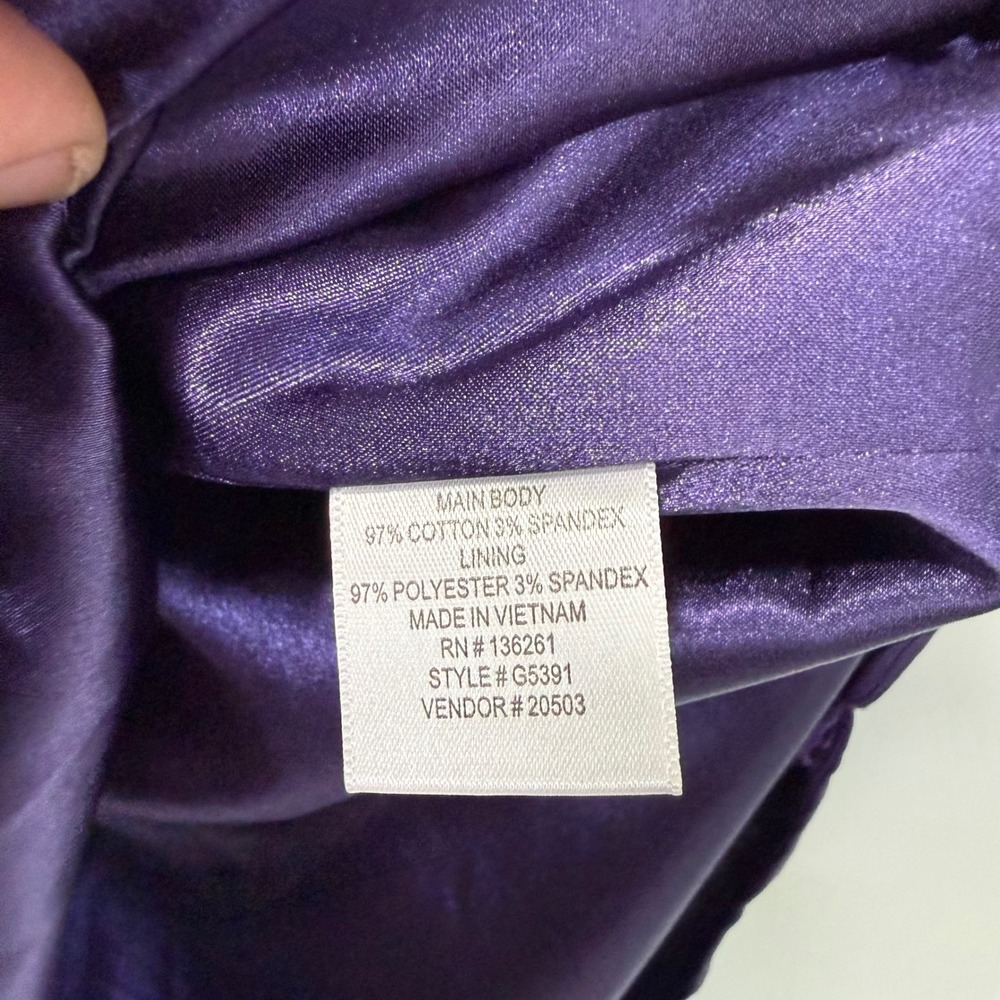Vtg Y2K dark academia Purple Striped Asymmetrical Long Sleeve Blouse Top Size 0 - Picture 5 of 8